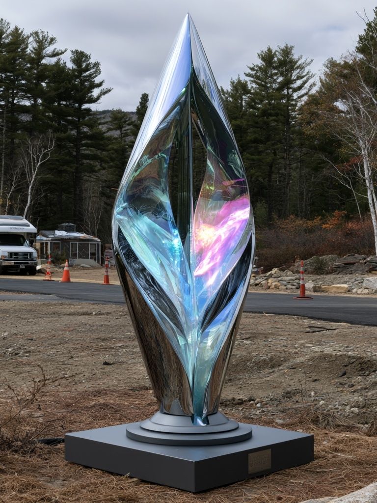 Reflective Sculpture Landscape Photography Poster. poster — photography art