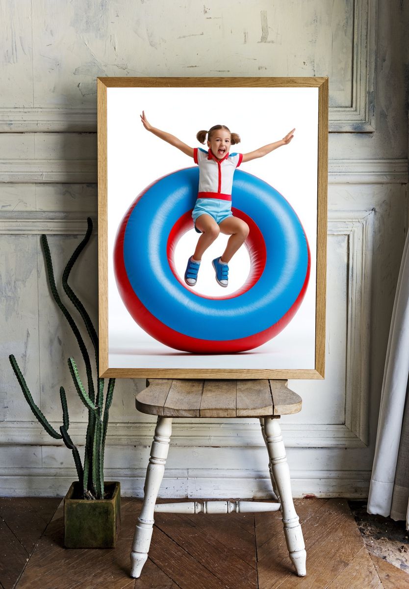 Joyful Girl on Ring — Photography Print. room preview