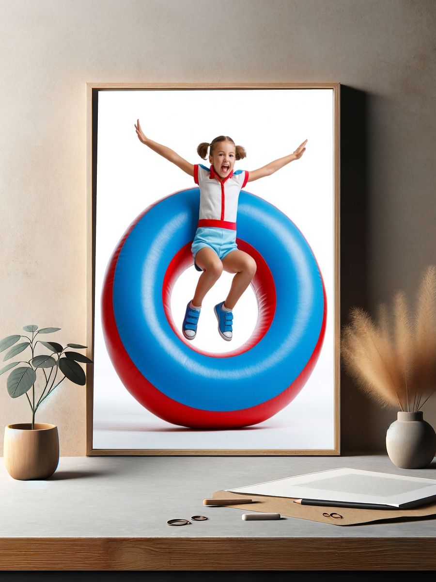 Joyful Girl on Ring — Photography Print. — room view 2