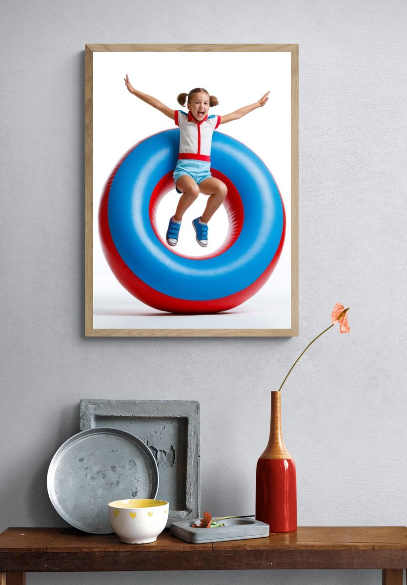 Joyful Girl on Ring — Photography Print. — room view 3
