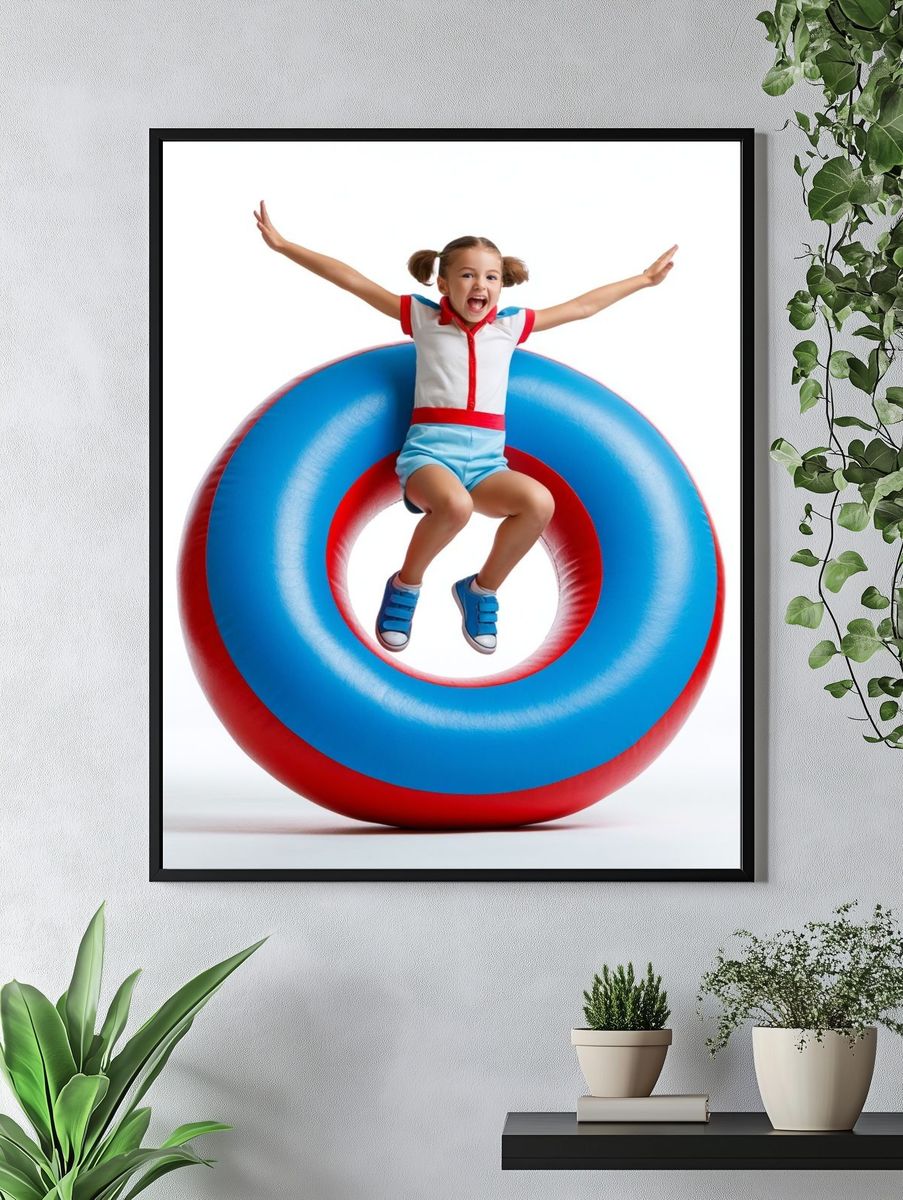 Joyful Girl on Ring — Photography Print. — room view 4