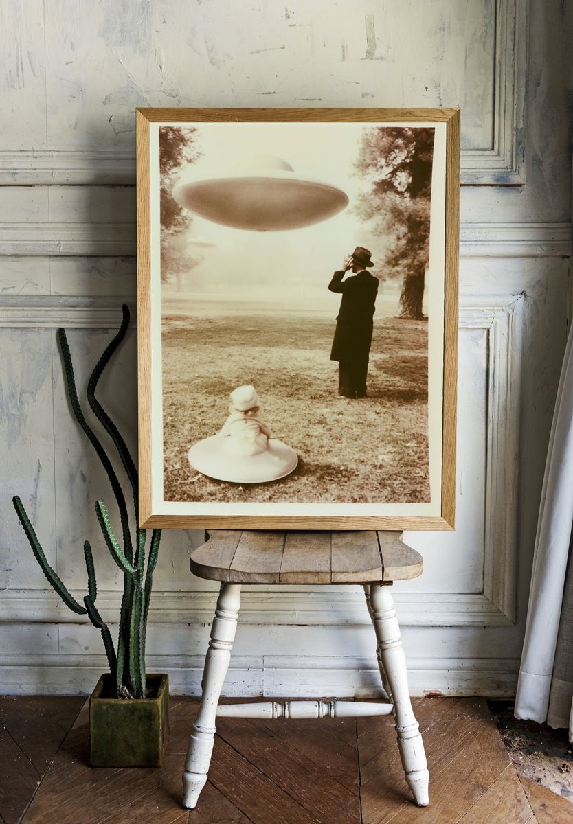 Surreal UFO Encounter Poster. room preview