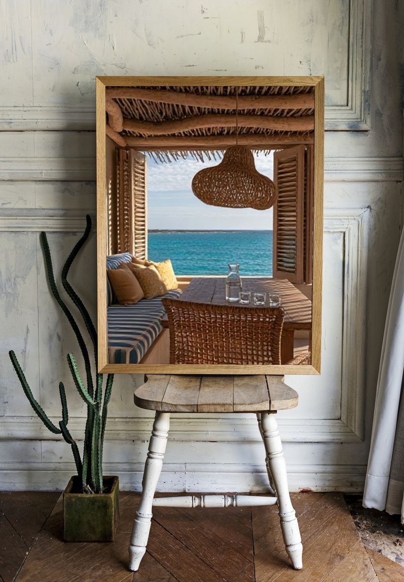 Coastal Cabana Seaview Photography Poster. room preview