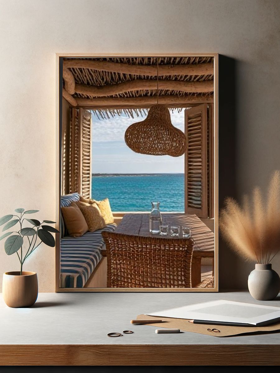 Coastal Cabana Seaview Photography Poster. — room view 2