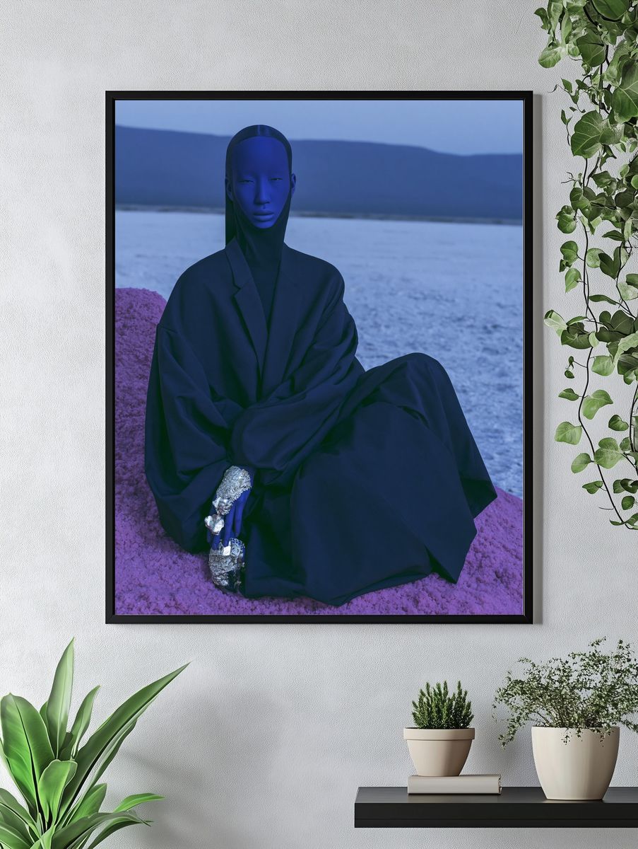 Surreal Blue Figure Photography Poster. — room view 4