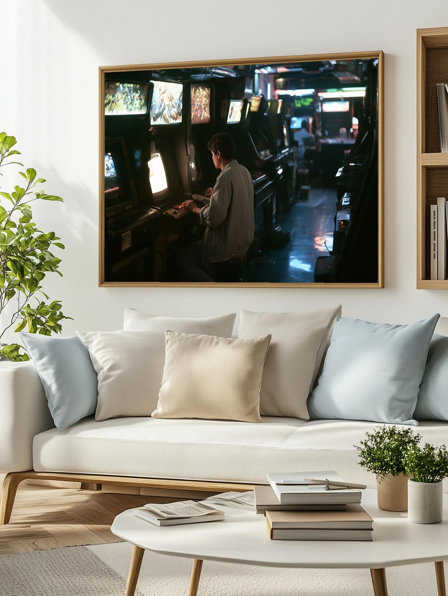 Neon Arcade Interior Photography Poster. — room view 2