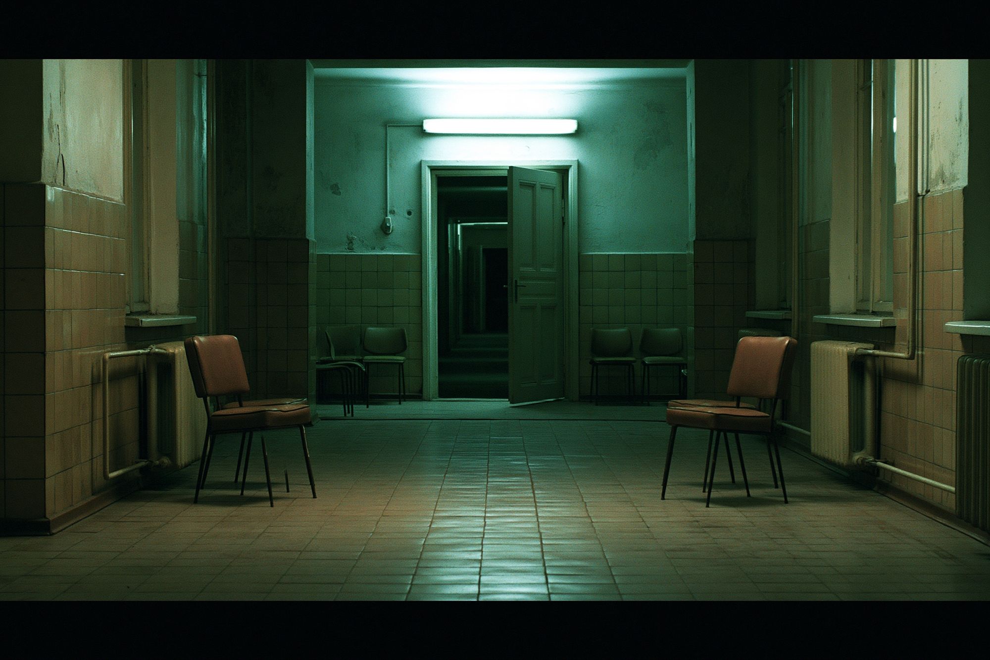 Empty Hospital Corridor Photography Poster. poster detail