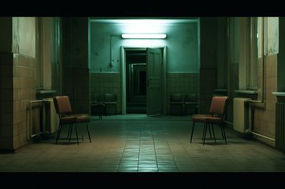 Empty Hospital Corridor Photography Poster.
