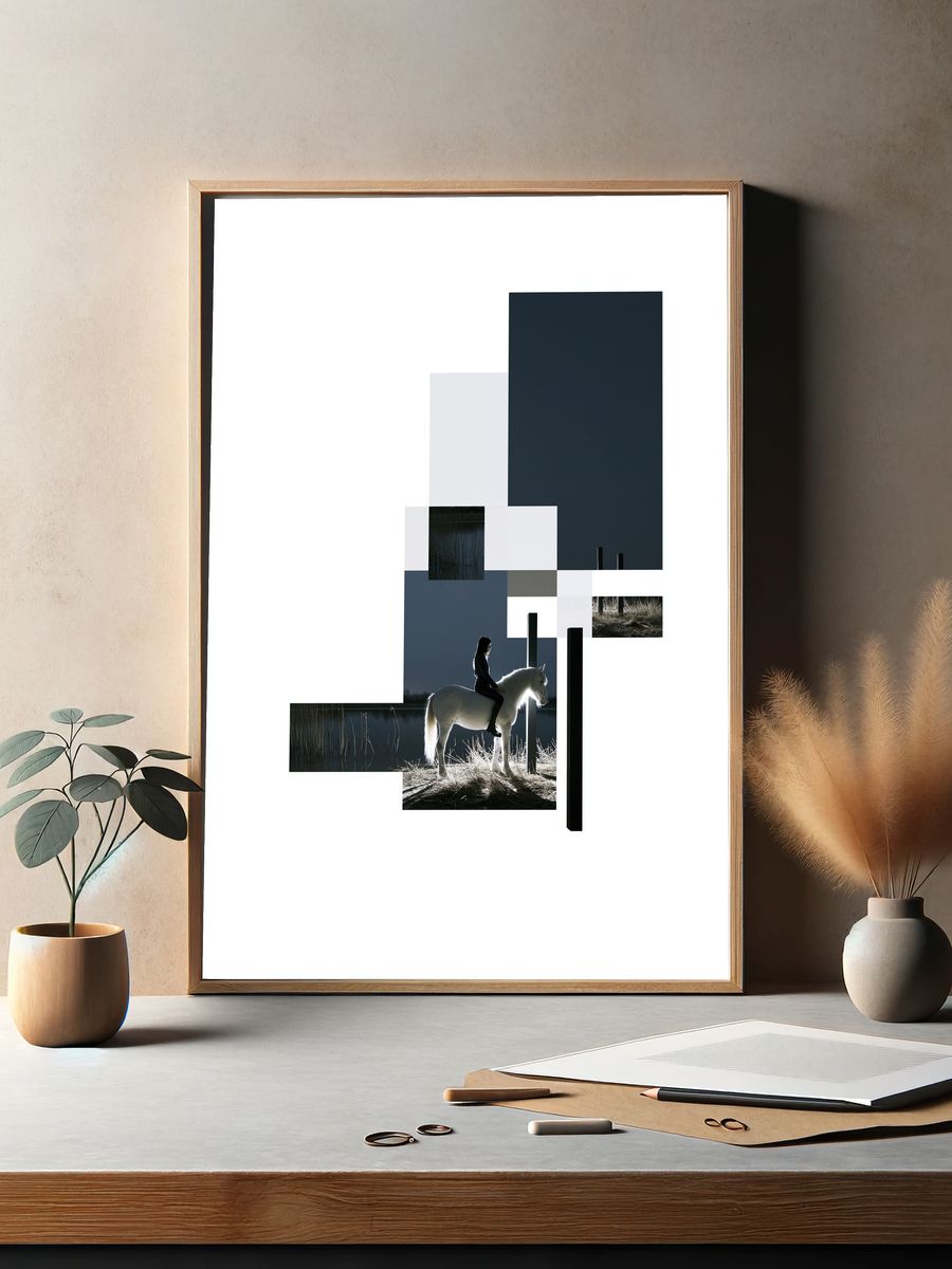 Moonlit Horse Photography Poster. — room view 2