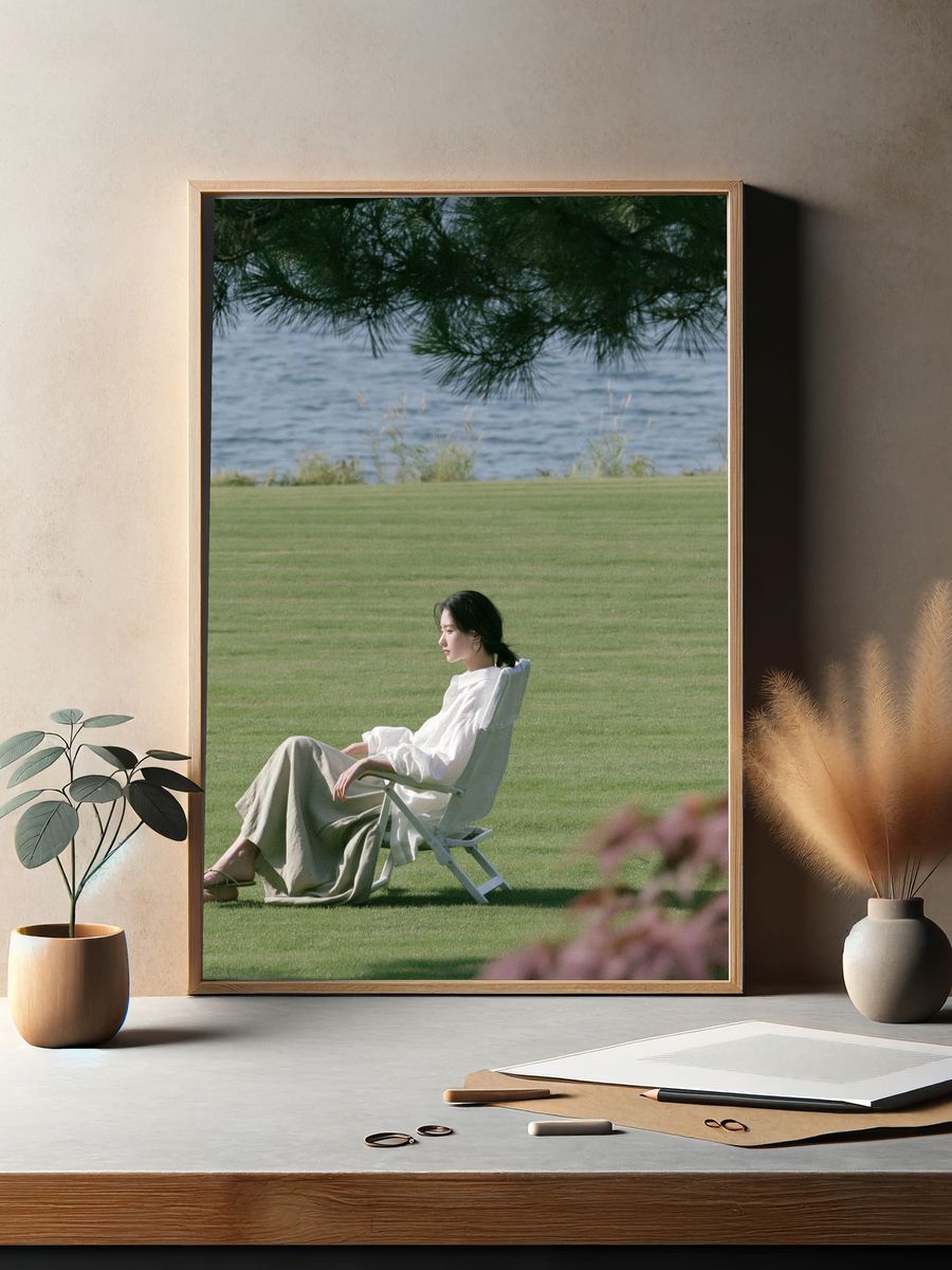 Serene Lakeside Portrait Photography Poster. — room view 2