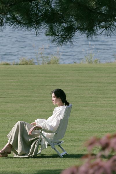 Serene Lakeside Portrait Photography Poster. poster