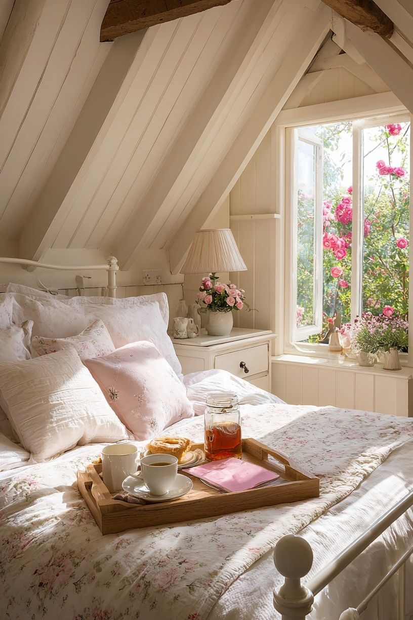 Cozy Cottage Bedroom Photography Poster. poster — photography art