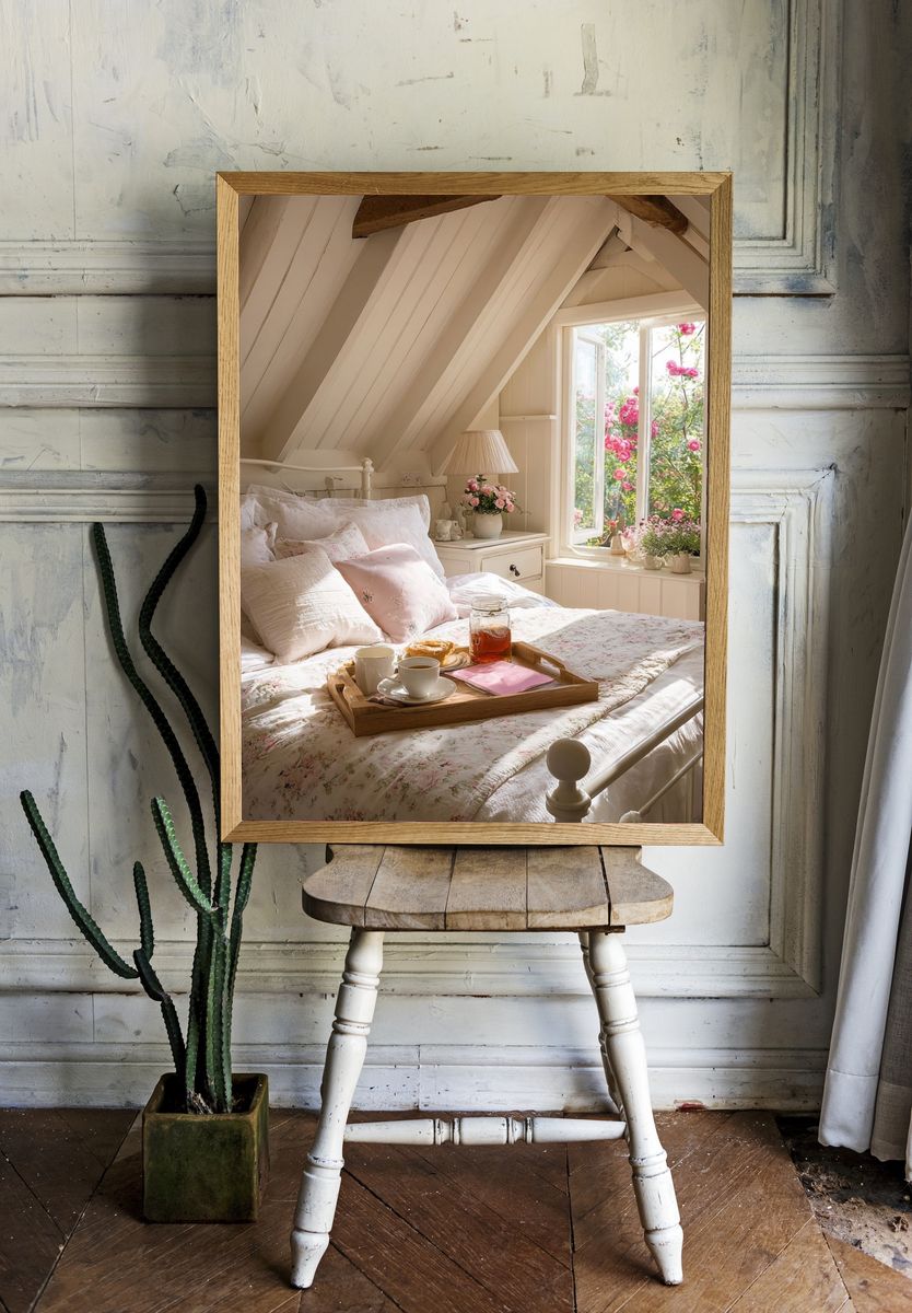 Cozy Cottage Bedroom Photography Poster. room preview