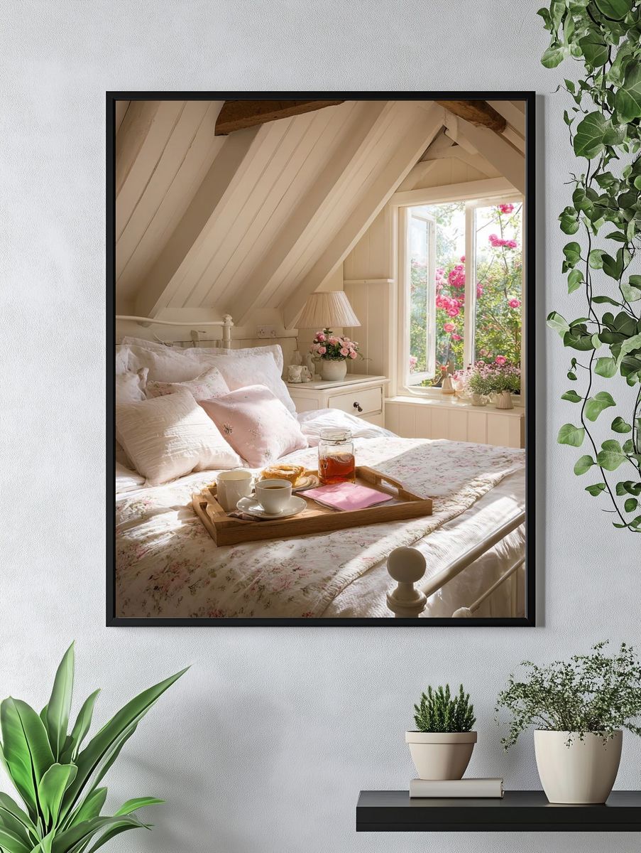 Cozy Cottage Bedroom Photography Poster. — room view 4