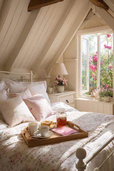Cozy Cottage Bedroom Photography Poster.
