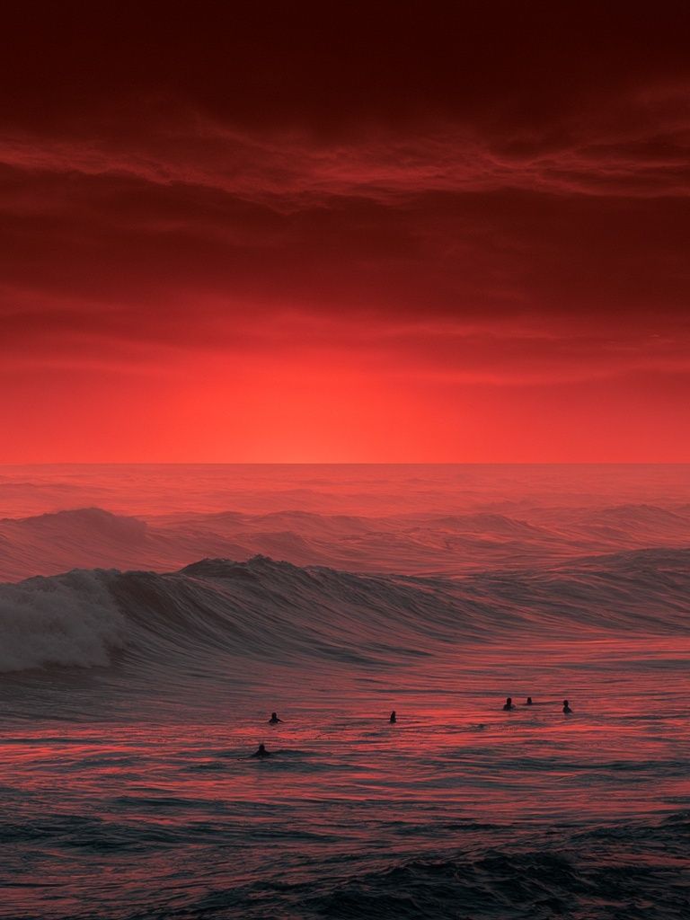 Red Ocean Sunset Photography Poster. poster detail