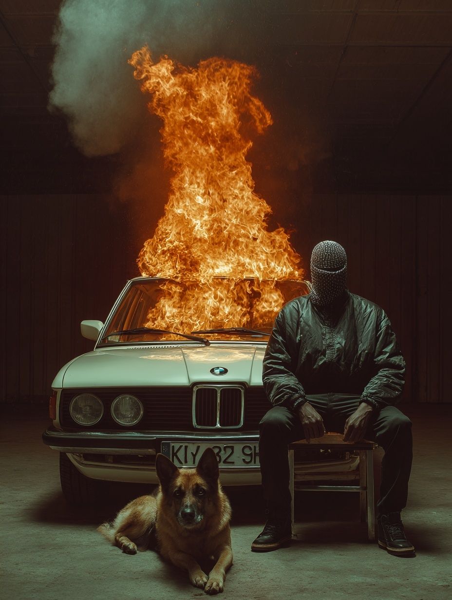 Burning Car Noir Photography Poster. poster — photography art