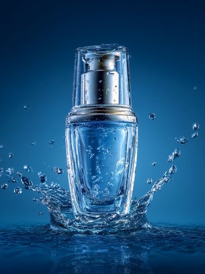 Blue Cosmetic Bottle Photography Poster. poster print