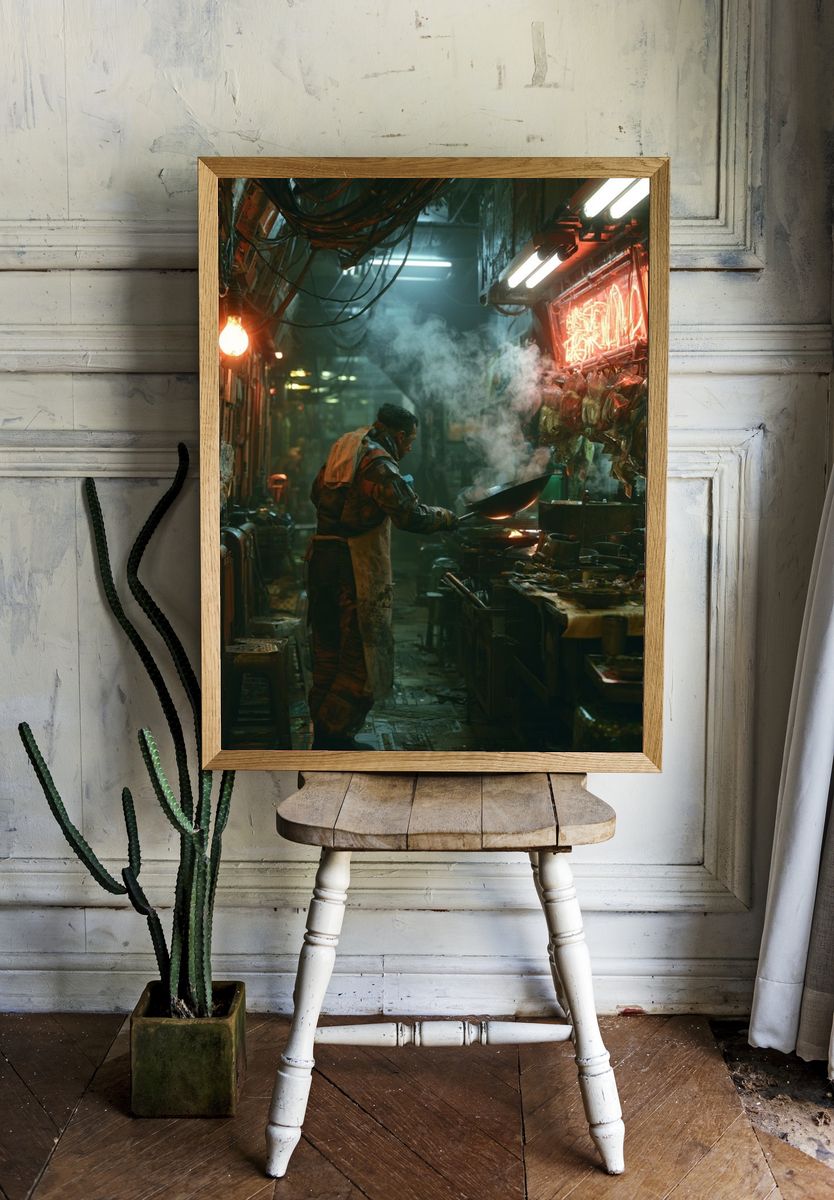 Neon Alley Kitchen — Photography Print. room preview