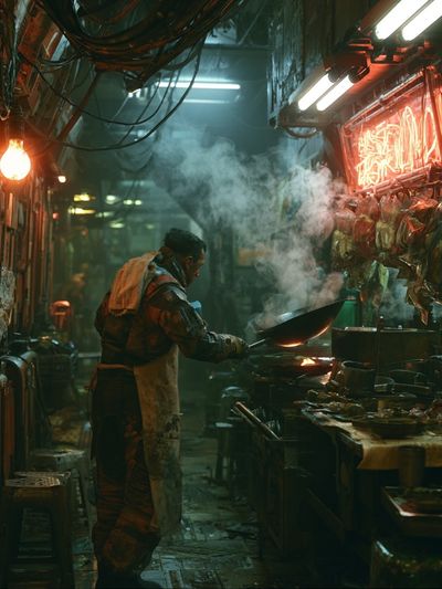 Neon Alley Kitchen — Photography Print.