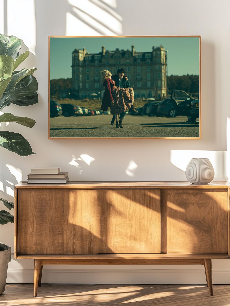 Cinematic Couple in Front of Manor Poster. — room view 3