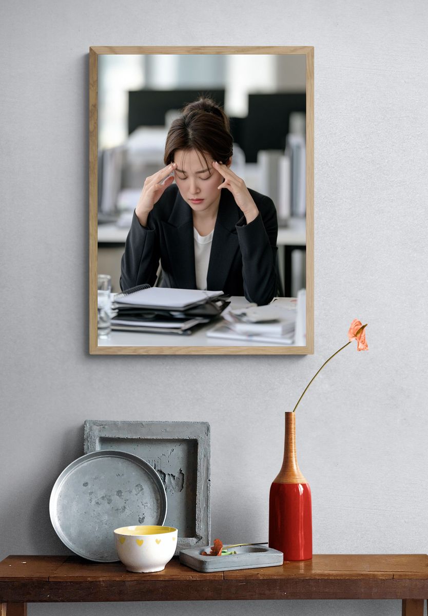 Stressed Office Portrait Poster. — room view 3
