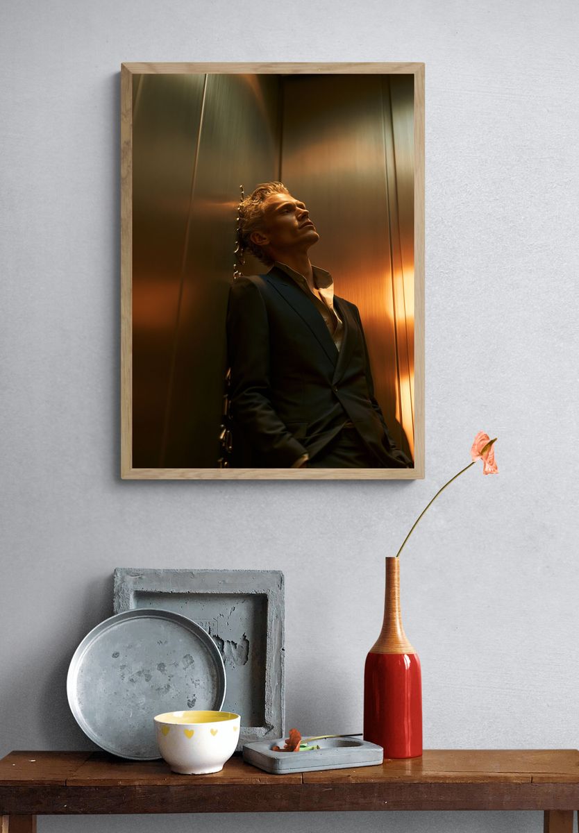 Golden Elevator Portrait Poster. — room view 3
