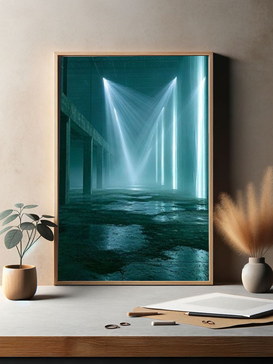 Neon Warehouse Lightscape Print. — room view 2