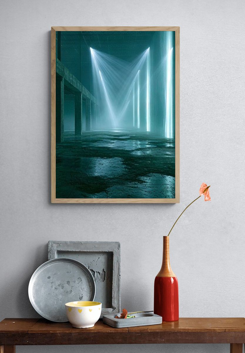 Neon Warehouse Lightscape Print. — room view 3