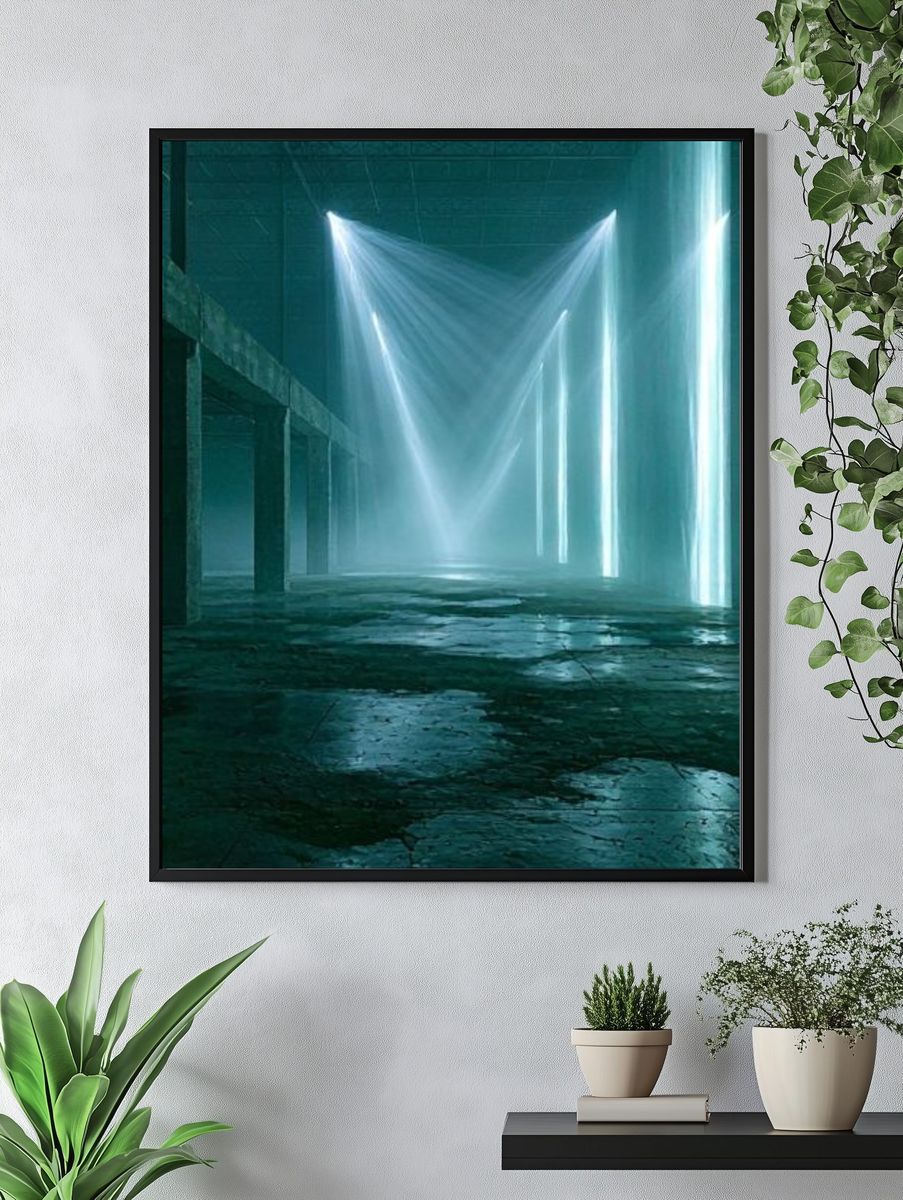Neon Warehouse Lightscape Print. — room view 4