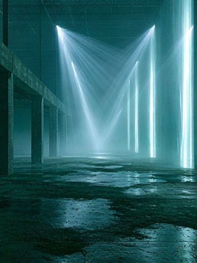 Neon Warehouse Lightscape Print. poster
