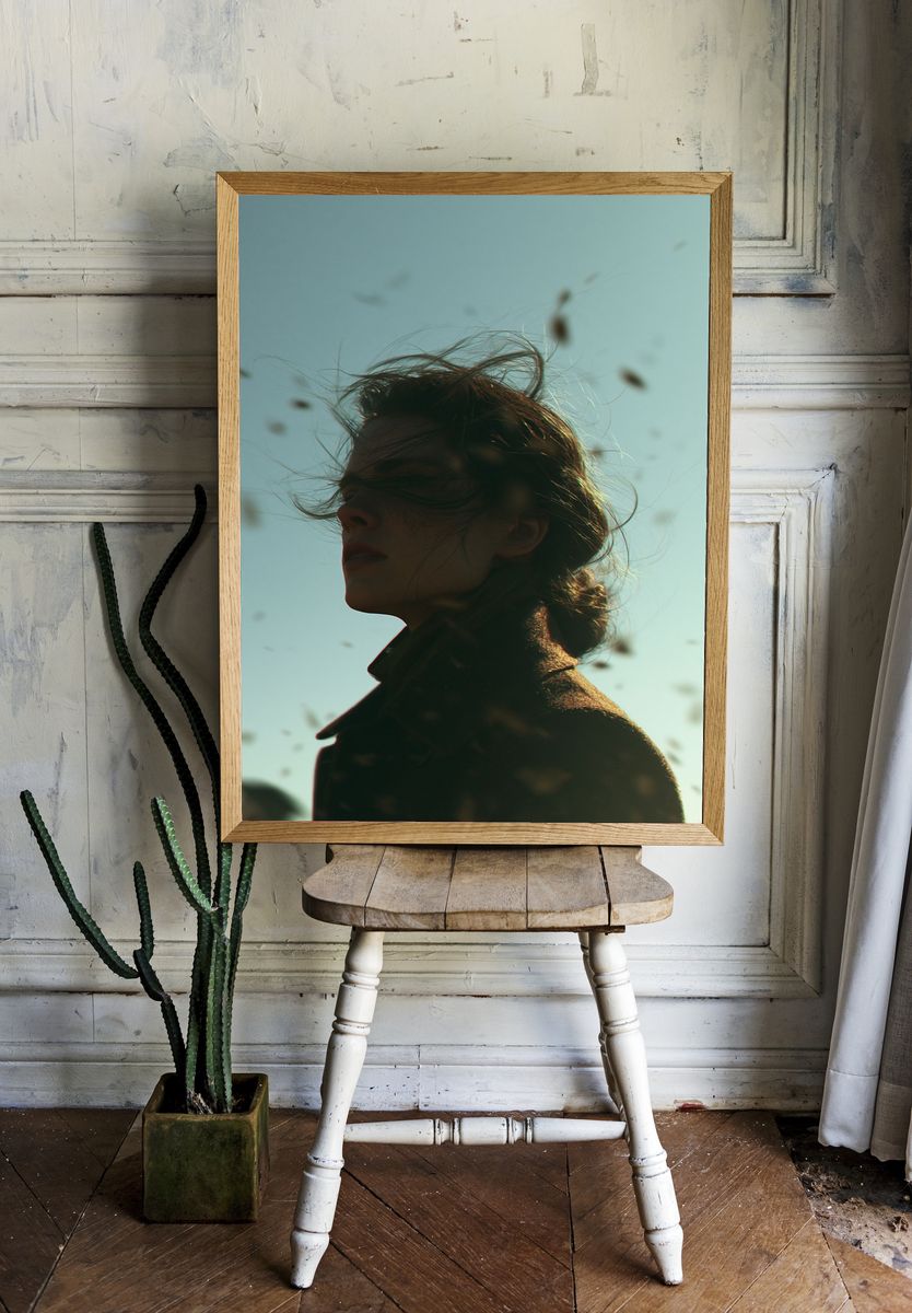Windblown Portrait Photography Poster. room preview