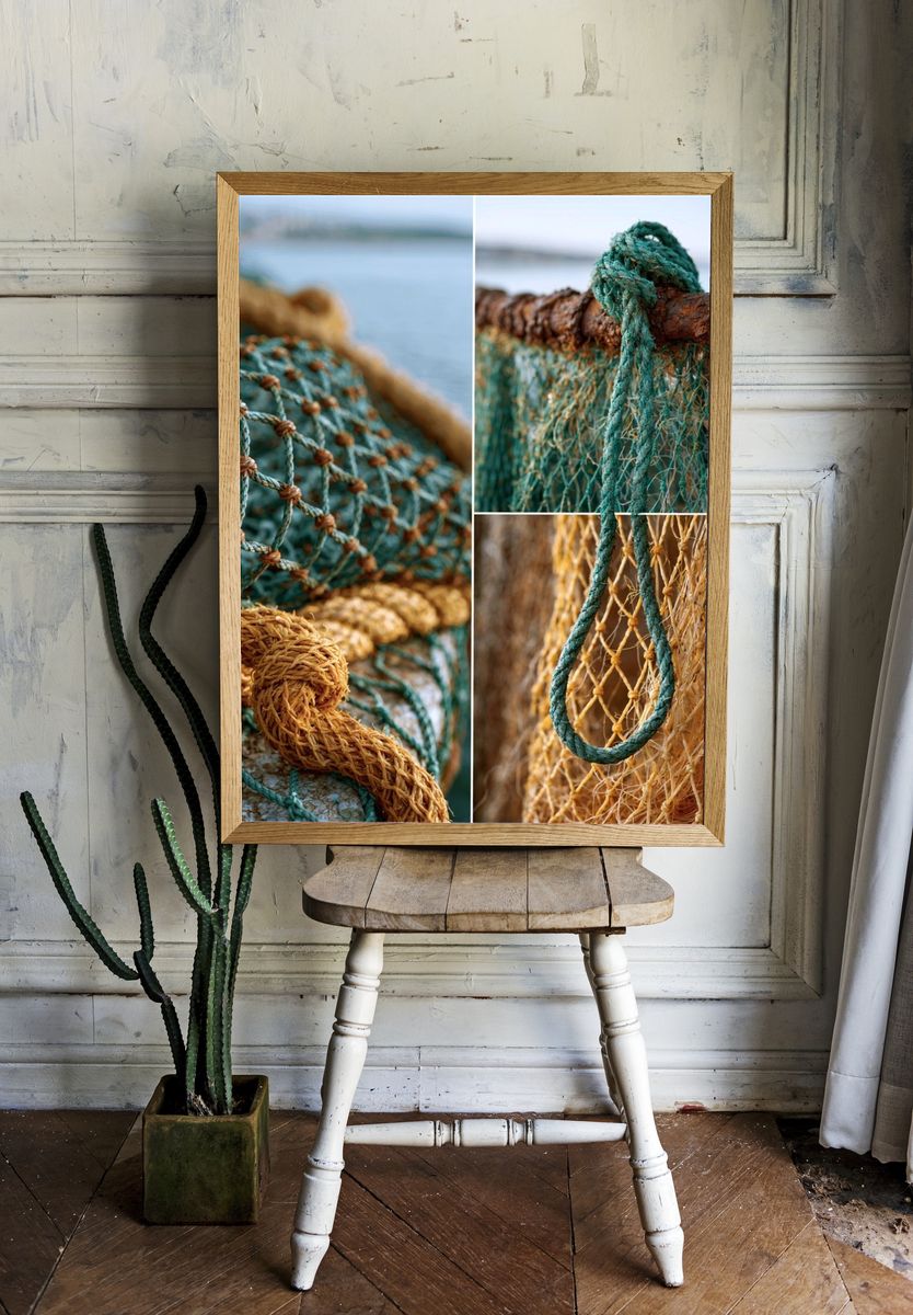 Fishing Nets Texture Photography Poster. — room view 1