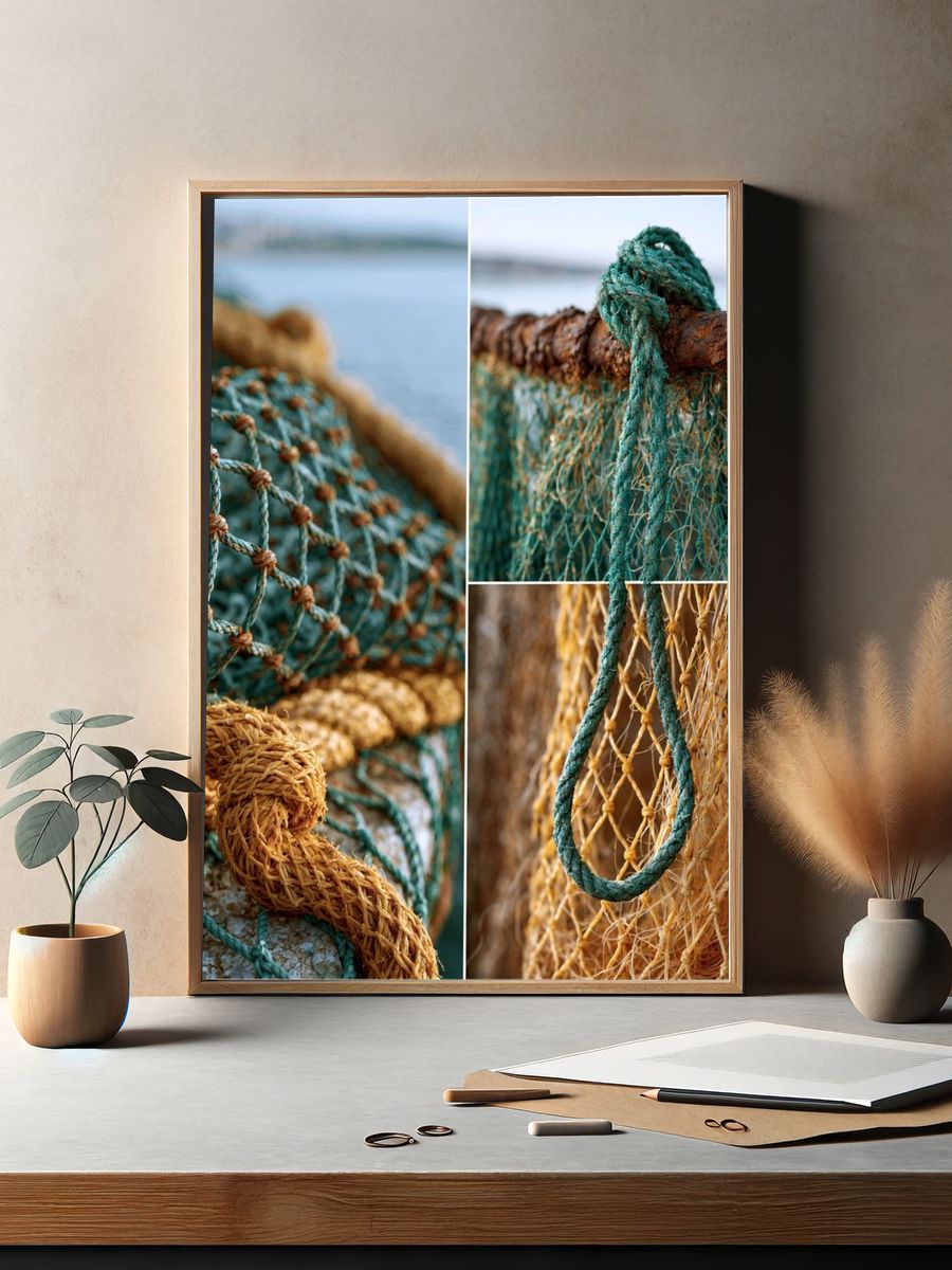 Fishing Nets Texture Photography Poster. — room view 2