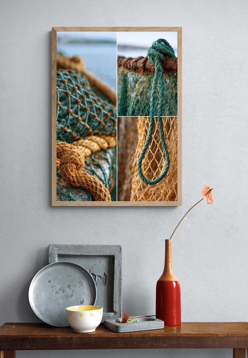 Fishing Nets Texture Photography Poster. — room view 3