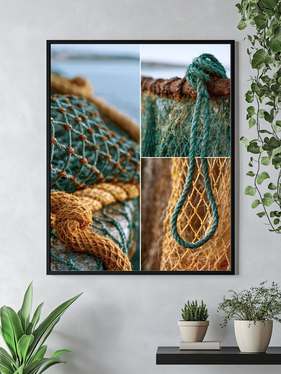 Fishing Nets Texture Photography Poster. — room view 4