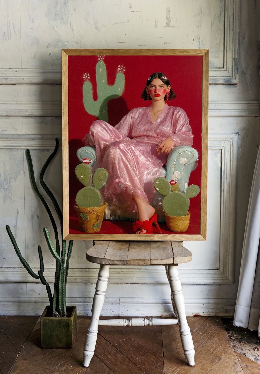 Cactus Portrait Fashion Poster. room preview