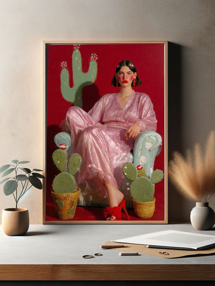 Cactus Portrait Fashion Poster. — room view 2