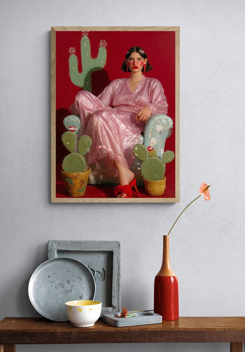 Cactus Portrait Fashion Poster. — room view 3