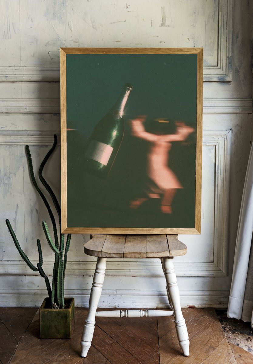 Champagne Bottle Motion Blur Poster. room preview
