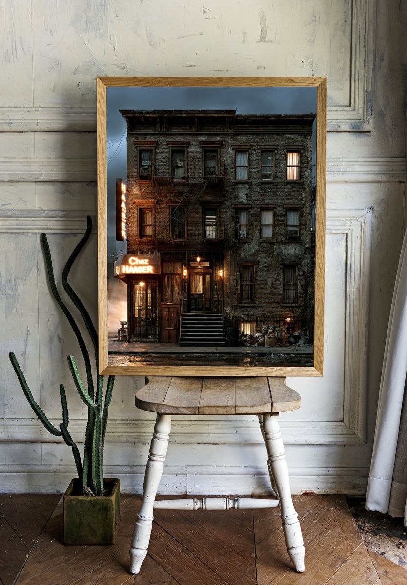 Rainy City Tenement Photography Poster. room preview