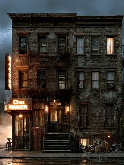 Rainy City Tenement Photography Poster.