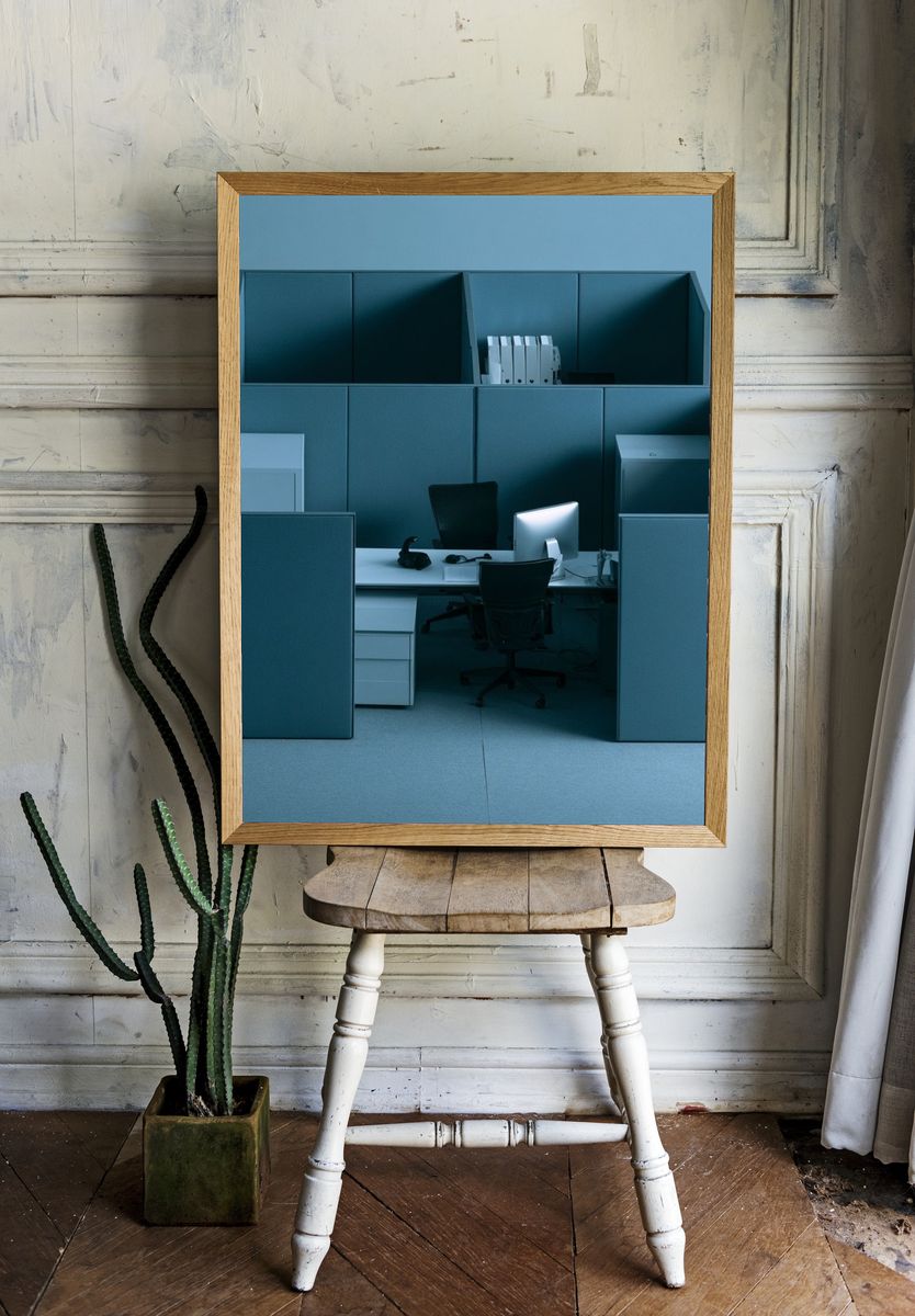 Minimalist Office Cubicle Photography Poster. room preview