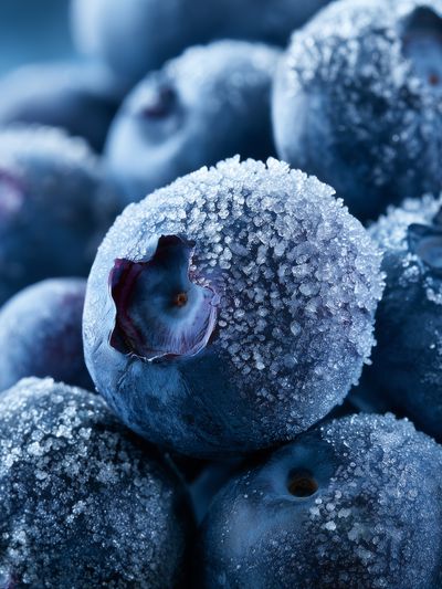 Frozen Blueberries Photography Poster.