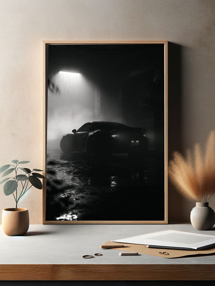Noir Sports Car Photography Poster. — room view 2