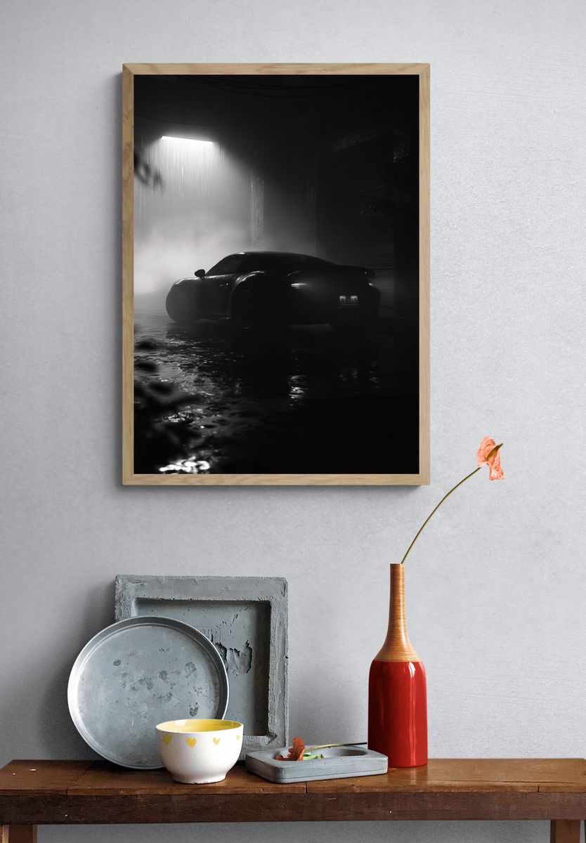 Noir Sports Car Photography Poster. — room view 3