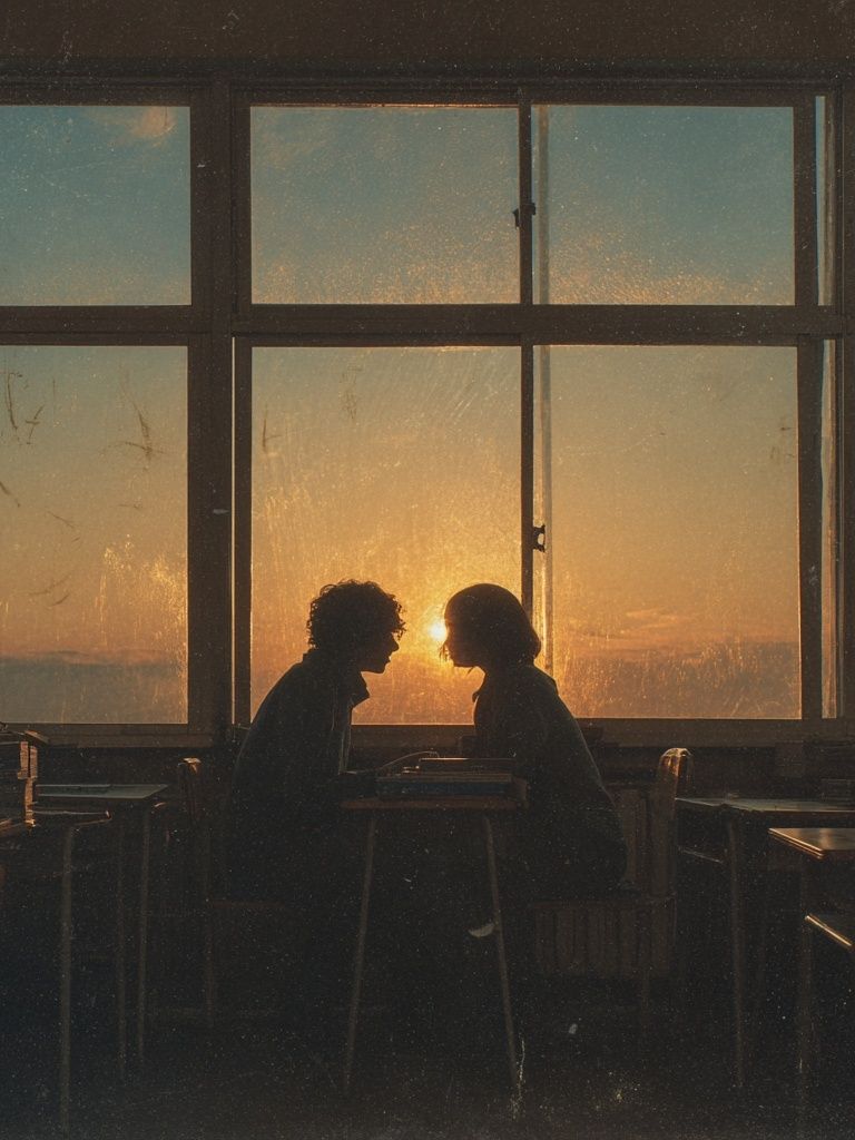 Sunset Silhouette Café Poster. poster detail