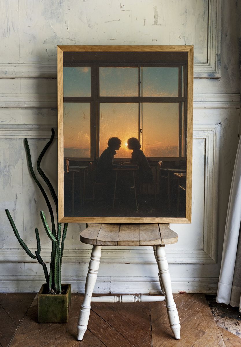 Sunset Silhouette Café Poster. — room view 1