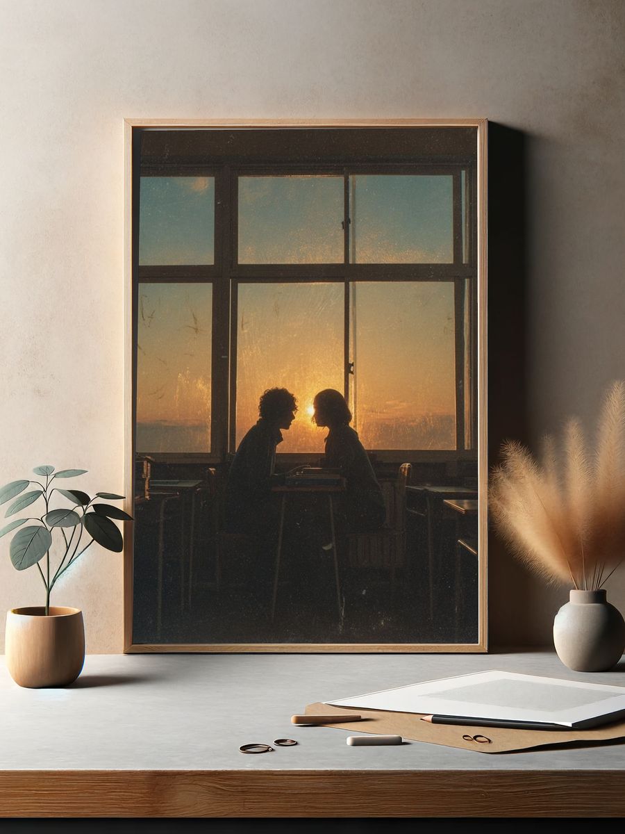 Sunset Silhouette Café Poster. — room view 2