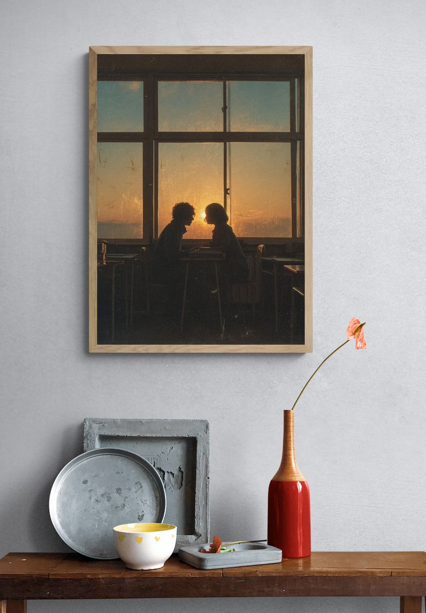 Sunset Silhouette Café Poster. — room view 3